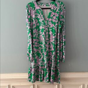 Lilly Pulitzer Vibrant Green and Purple Long Sleeve Dress